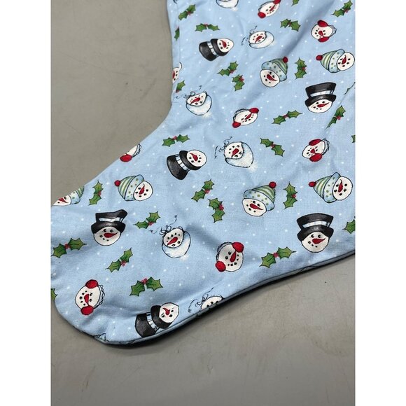 handmade Christmas stocking snowman holly candy canes design red blue 15" READ - Picture 3 of 4